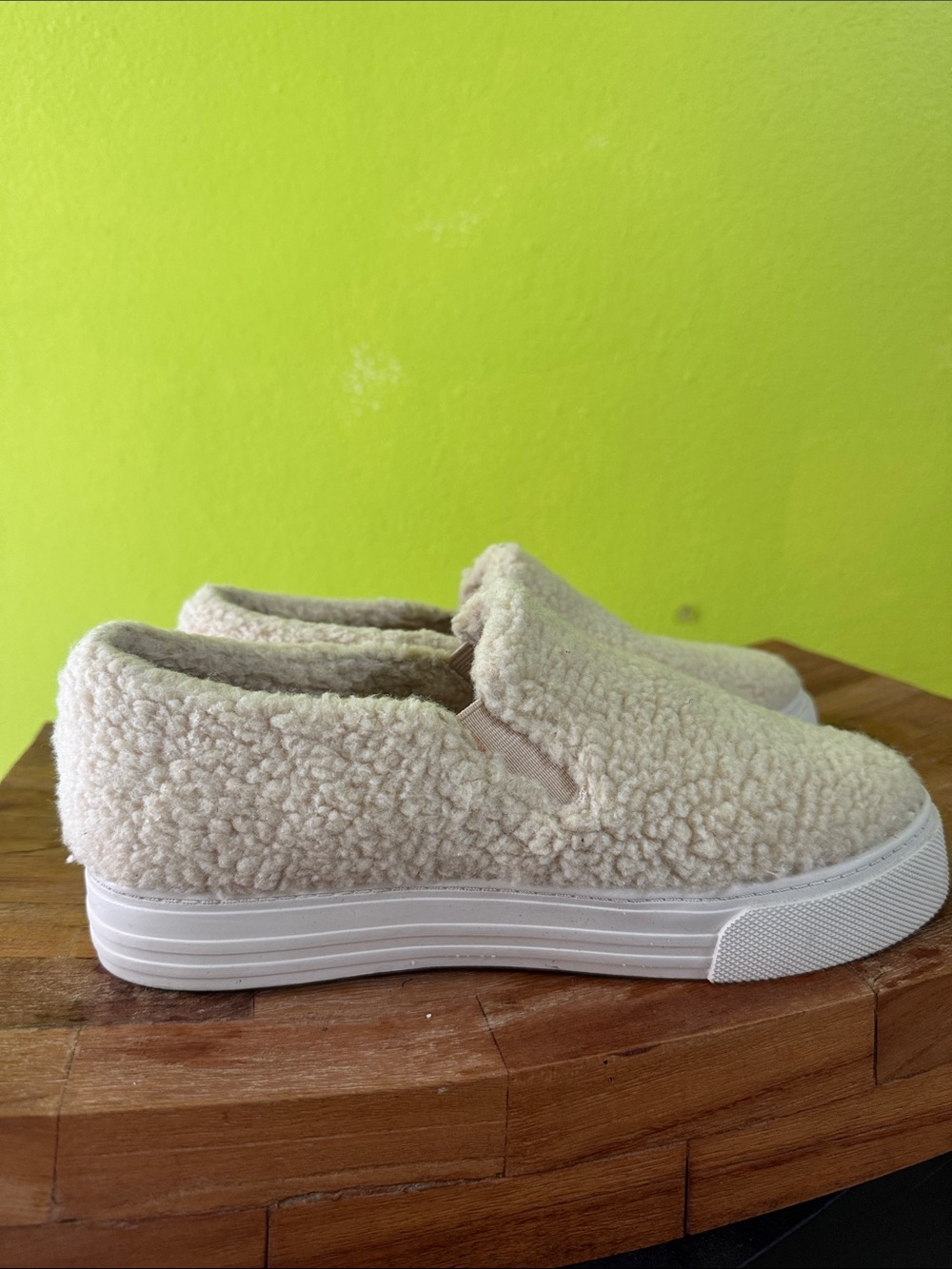BC Footwear Cream Sherpa Slip-On Sneakers